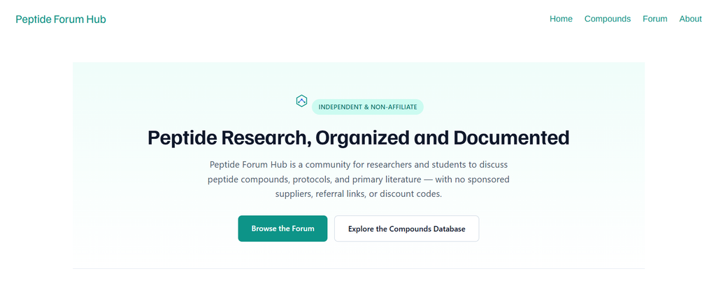 Peptide Forum Hub is peptide discussion forum.